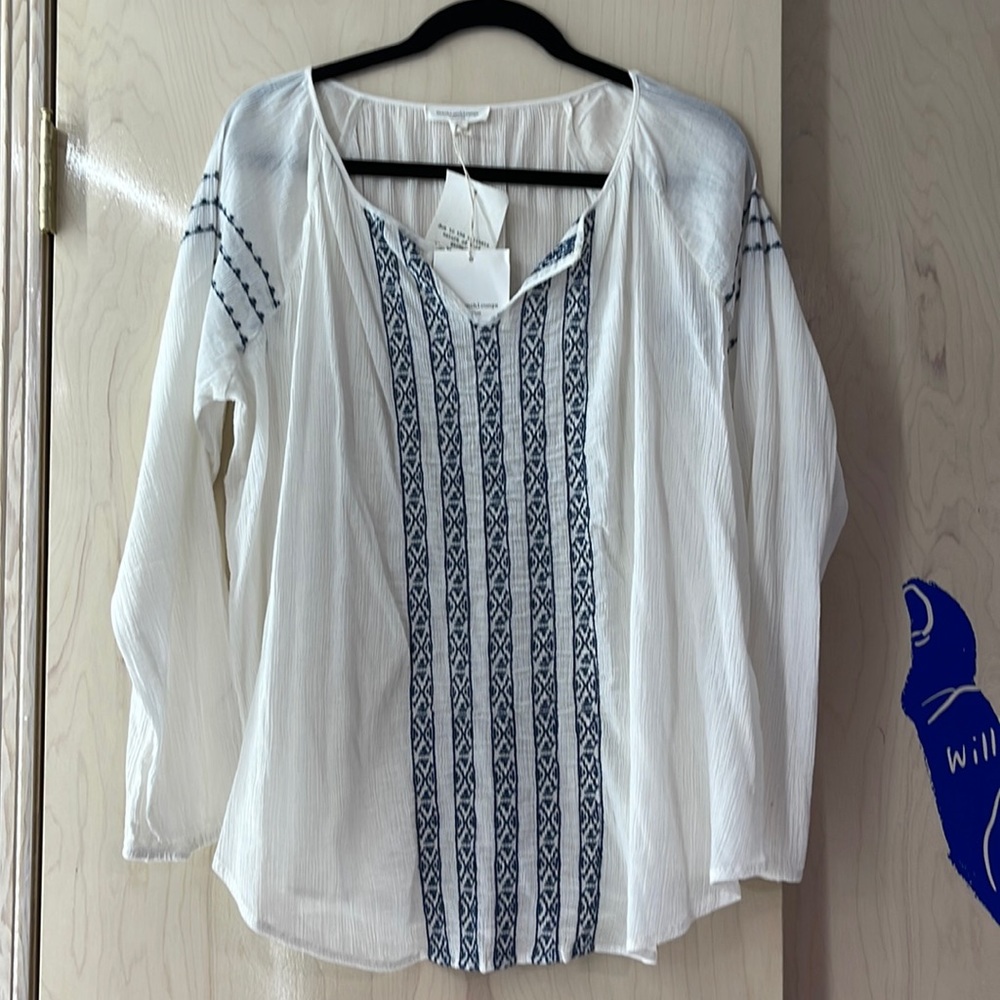 Lightweight Boho Cotton Top Beach Lunch Lounge Tunic NWT Large
